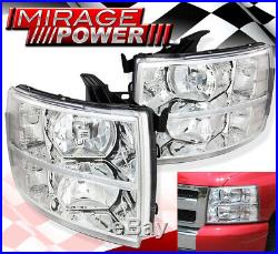 For 07-13 Chevy Silverado Chrome Clear Direct Replacement Headlights Lamp Clear