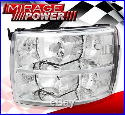 For 07-13 Chevy Silverado Chrome Clear Direct Replacement Headlights Lamp Clear