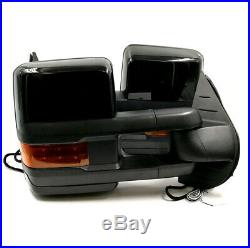 For 07-13 Silverado Painted Black Tow Power+Heated Amber LED Turn Signal Mirrors