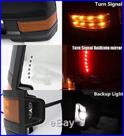 For 07-13 Silverado Sierra Black Power+Heated+Amber LED Turn Signal Tow Mirrors