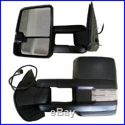 For 07-13 Silverado Sierra Black Tow Power+Heated LED Turn Signal Mirrors New