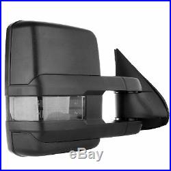 For 07-13 Silverado Sierra Black Tow Power+Heated Smoke LED Turn Signal Mirrors
