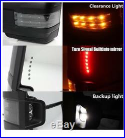 For 07-13 Silverado Sierra Black Tow Power+Heated Smoke LED Turn Signal Mirrors