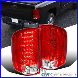 For 07-14 Chevy Silverado 1500/2500/3500 Red/ Clear LED Tail Lights Brake Lamps