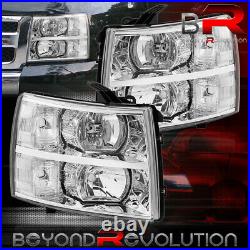 For 07-14 Chevy Silverado Crystal Reflector Housing Head Lights Lamp Lens Chrome
