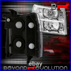For 07-14 Chevy Silverado Crystal Reflector Housing Head Lights Lamp Lens Chrome