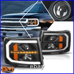 For 07-14 Silverado C-Shape LED DRL+Sequential Turn Signal Projector Headlights