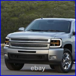 For 07-14 Silverado LED DRL Sequential Turn Signal Projector Headlights Tinted