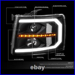 For 07-14 Silverado Led Drl Bar+sequential Turn Signal Projector Headlight Lamp