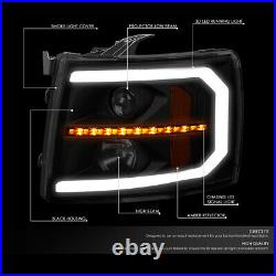 For 07-14 Silverado Pair Led Drl+sequential Turn Signal Projector Headlight Lamp