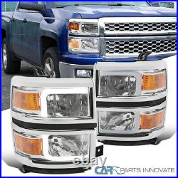 For 14-15 Chevy Silverado 1500 Clear Head Lamps withLED Light Bar Left+Right LH+RH