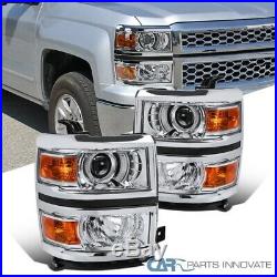 For 14-15 Chevy Silverado 1500 Clear Projector Headlights with Amber Corner Lamps