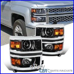 For 14-15 Chevy Silverado 1500 Glossy Black Projector Headlights with Corner Lamps