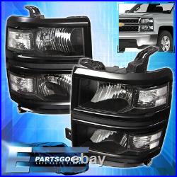 For 14-15 Chevy Silverado 1500 Pickup Driving Headlights Lamps Pair Black Clear