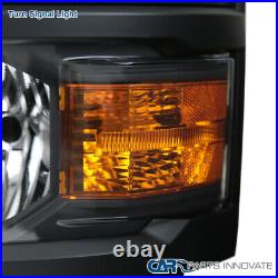 For 14-15 Chevy Silverado 1500 Pickup Matte Black Headlights Lamps Left+Right