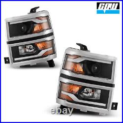 For 14-15 Chevy Silverado 1500 Sequential Turn Signal Headlights LED DRL Pair