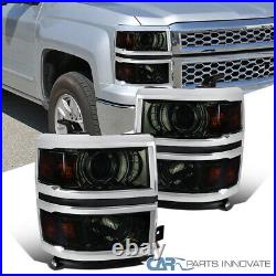 For 14-15 Chevy Silverado 1500 Smoke Projector Headlights with Amber Corner Lamps