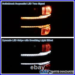 For 14-15 Silverado 1500 Black Smoke Switchback LED Strip Projector Headlights