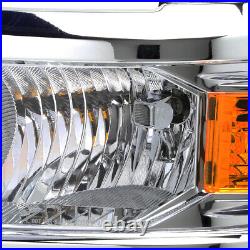 For 14-15 Silverado 1500 Chrome Housing Headlight Amber Turn Signal Corner Lamps