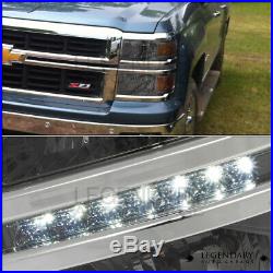 For 14-16 Chevy Silverado Driving Front Head Lamps LED Drl Amber Signal Smoke