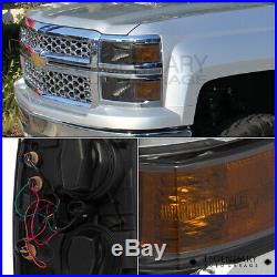 For 14-16 Chevy Silverado Driving Front Head Lamps LED Drl Amber Signal Smoke