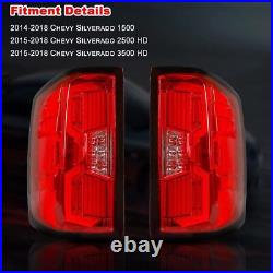 For 14-18 Chevy Silverado 1500 2500 3500HD Sequential LED Red Turn Signal Lights