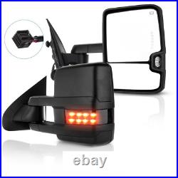 For 14-18 Silverado Sierra Black Mirrors Power Heated Smoke LED Turn Signals