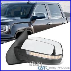 For 14-18 Silverado Sierra Silver Power Folding Left Side Mirror LED Turn Signal