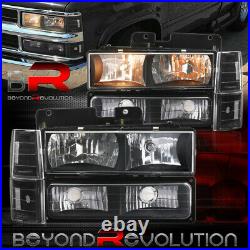 For 1988-1993 Silverado Suburban Blk Clear Head Lamps Kit + Bumper Corner Lights