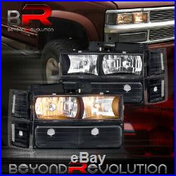 For 1994-1998 Silverado Suburban Black Clear Head Lamps + Bumper Corner Lights