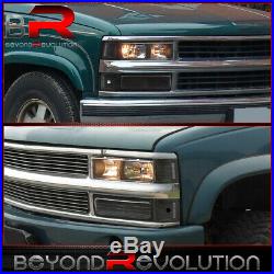 For 1994-1998 Silverado Suburban Black Clear Head Lamps + Bumper Corner Lights