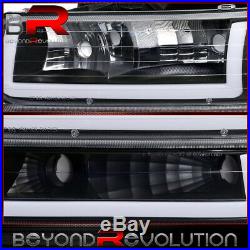 For 1999-2002 Silverado LED DRL Amber Reflectors Black Headlamps Bumper Lights