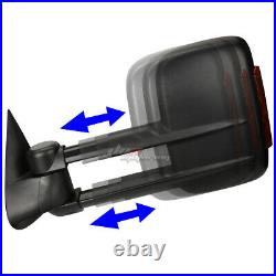 For 1999-2006 Silverado Sierra Pair Black Manual+led Turn Signal Towing Mirror