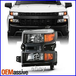 For 19-21 Silverado 1500 Halogen Type witho LED Black Bazel Headlight Driver Side