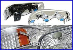 For 2000-2006 Chevy Suburban 1500 2500 Chrome Housing Headlights + Bumper Lamps