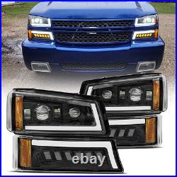 For 2003-2006 Chevy Silverado Avalanche LED Headlights Bumper Turn Signal Marker