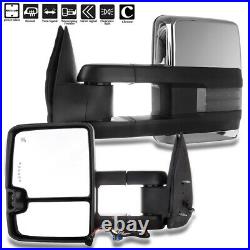 For 2003-2007 Chevy Silverado Chrome Power Heated Turn Signal Towing Mirror Pair