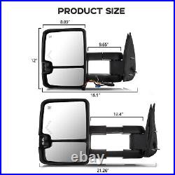 For 2003-2007 Chevy Silverado Chrome Power Heated Turn Signal Towing Mirror Pair