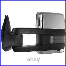 For 2003-2007 Chevy Silverado Chrome Power Heated Turn Signal Towing Mirror Pair