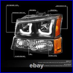 For 2003-2007 Chevy Silverado Led Drl Headlight Turn Signal Bumper Lamp Black