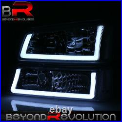 For 2003-2007 Silverado LED DRL Clear Reflectors Smoked Headlamps Bumper Lights
