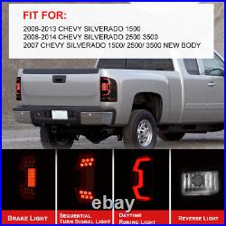 For 2007-2013 Chevy Silverado 1500 2500 3500 Sequential LED Tube Tail Lights L+R