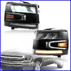 For 2007-2013 Silverado 1500 2500HD 3500HD Full LED Headlights Front Lamp Pair