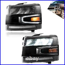 For 2007-2013 Silverado 1500 2500HD 3500HD Full LED Headlights Front Lamp Pair