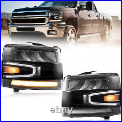 For 2007-2013 Silverado 1500 2500HD 3500HD Full LED Headlights Front Lamp Pair