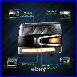 For 2007-2013 Silverado 1500 2500HD 3500HD Full LED Headlights Front Lamp Pair