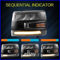 For 2007-2013 Silverado 1500 2500HD 3500HD Full LED Headlights Front Lamp Pair