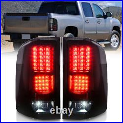 For 2007-2014 Chevy Silverado 1500 2500 3500 LED Tail Lights Smoke Lens Lamps
