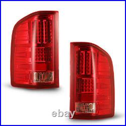 For 2007-2014 Chevy Silverado 1500 2500 LED Taillights Rear Lamps Chrome Red