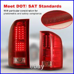 For 2007-2014 Chevy Silverado 1500 2500 LED Taillights Rear Lamps Chrome Red